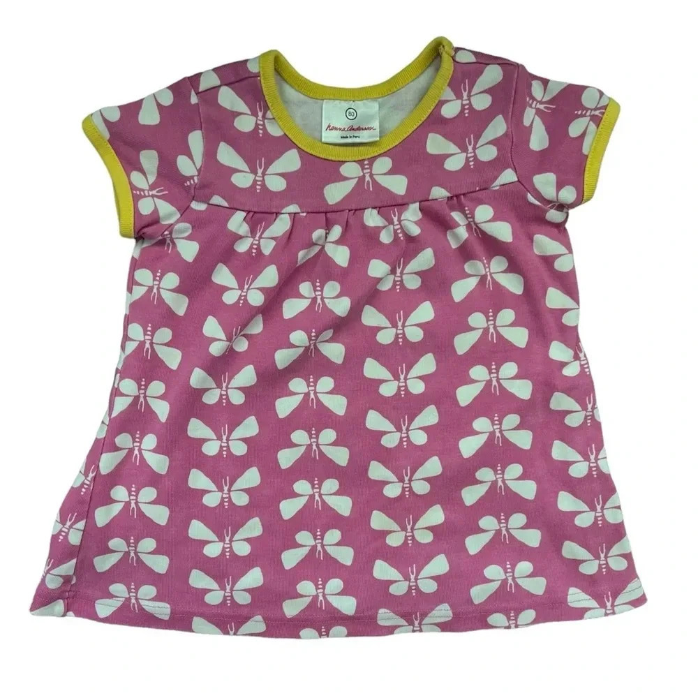 Hanna Andersson Pink Butterfly Dress Size 80 (12-18 M)